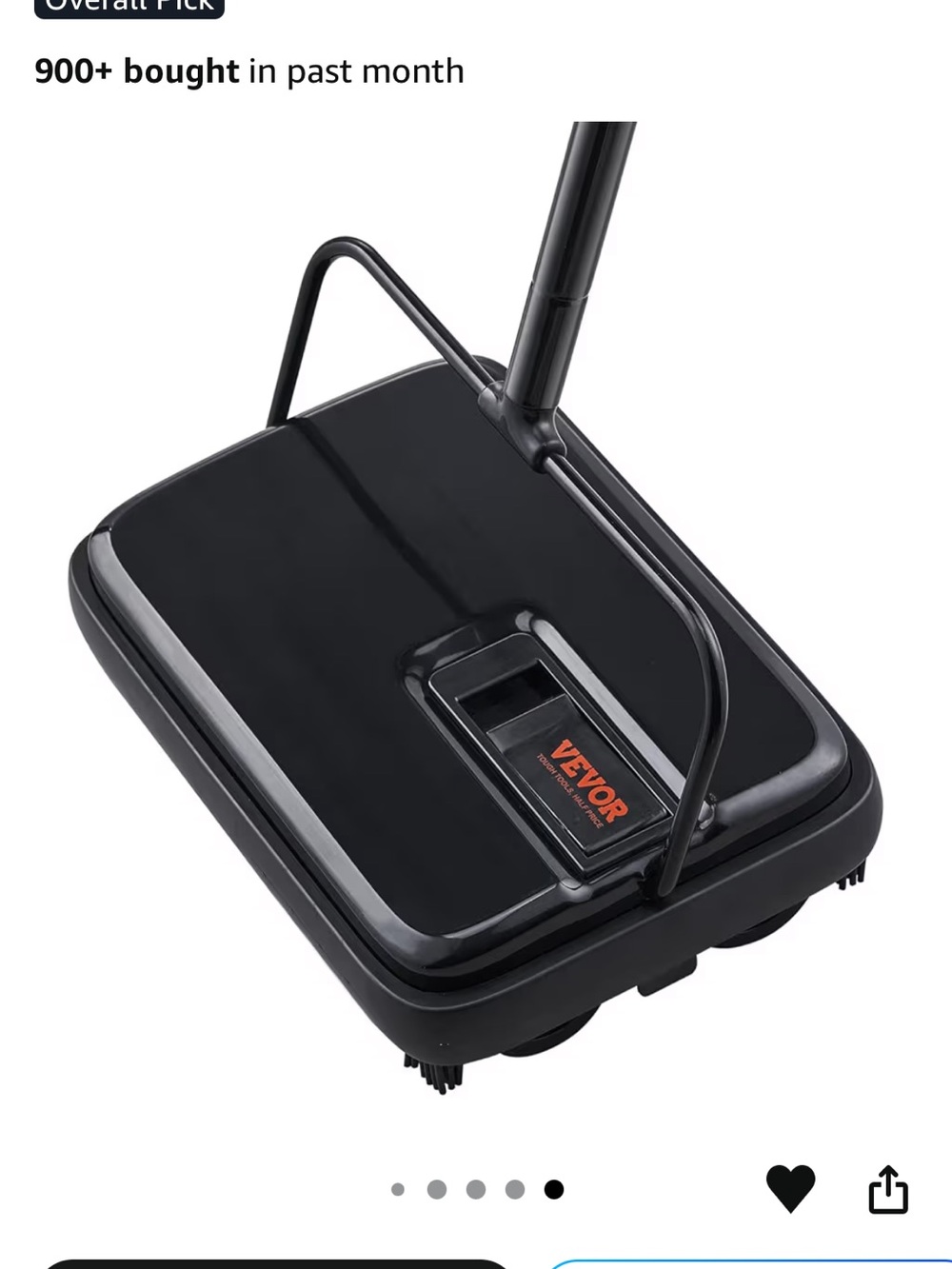 Vevor Black Manual Floor Sweeper - Efficient Everyday Cleaning New in Box